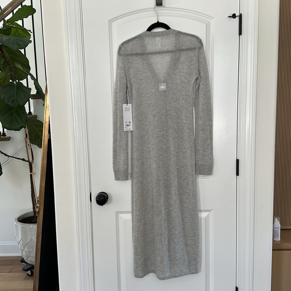 NWT ALO Yoga Sheer Cashmere Long Cardigan Athletic Heather Grey XS - Picture 7 of 9